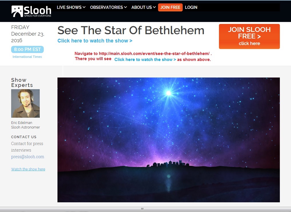 Star of Bethlehem Webcast from Slooh, Religion and Science Experts Meet to Discuss Possible Explanations